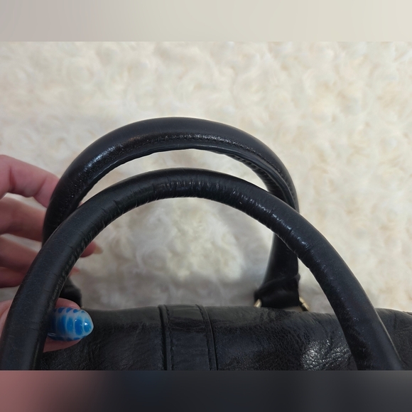 Badgley Mischka Black and Gold Satchel with Glossy Finish - Picture 8 of 16